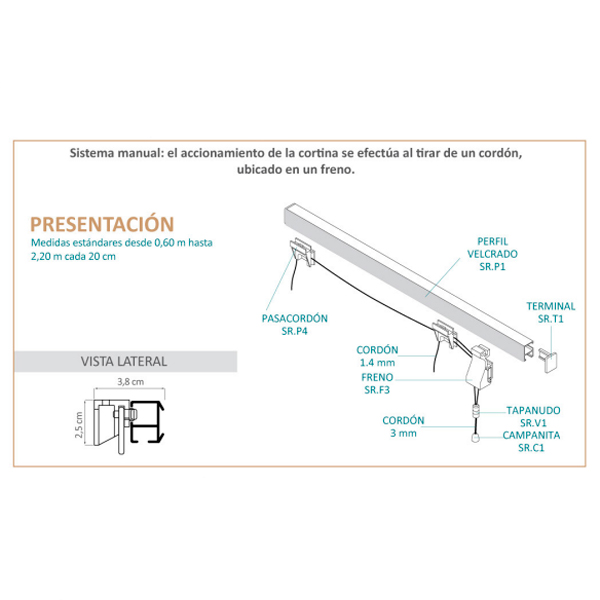 Cortinas Romanas Sistema A Cordon x 1,20 mts